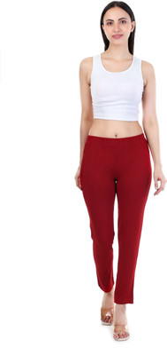 Fabricia Regular Fit Women Red Trousers