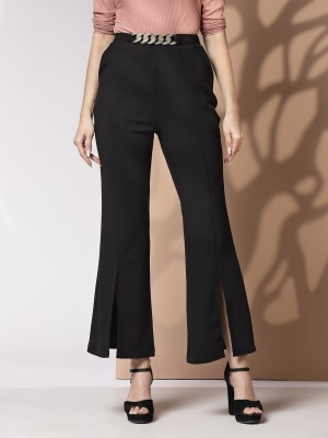 KASSUALLY Flared Women Black Trousers