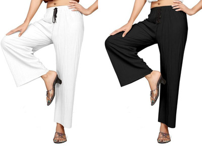 Khdijh Creation Regular Fit, Comfort Fit Women White, Black Trousers