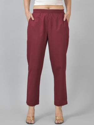QuaClo Regular Fit Women Maroon Trousers