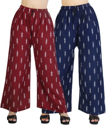 Mirza The Fashion Comfort Fit, Flared, Regular Fit, Relaxed, Straight Fit Women Maroon, Blue Trousers