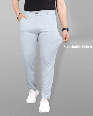 KUSHWAHA Slim Fit Men Grey Trousers