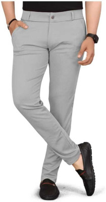 Raienterprises Slim Fit Men Silver Trousers