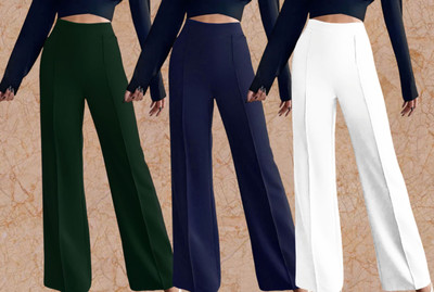 Kasendra Regular Fit Women Green, Blue, White Trousers
