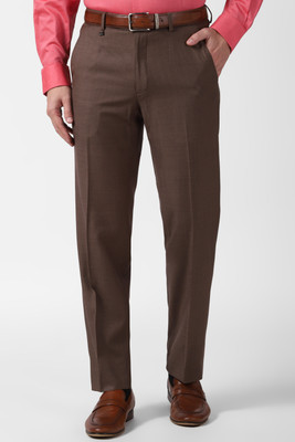 VAN HEUSEN Regular Fit Men Brown Trousers