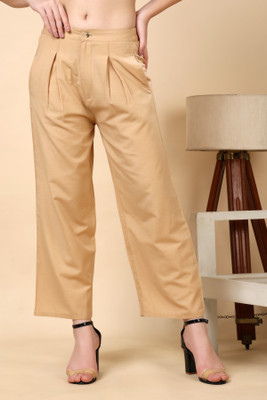 FASHIONS 360 Regular Fit Women Cream Trousers