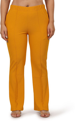 Kanna Fabric Regular Fit Women Yellow Trousers