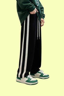 GIBBONTE Regular Fit Men Black, White Trousers