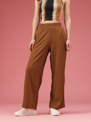 Dwarros Straight Fit, Loose Fit Women Brown Trousers