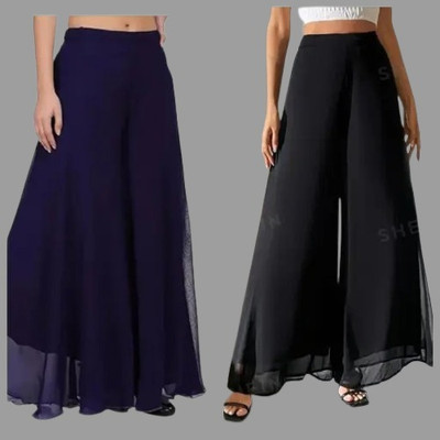 MANIJAYFAB Regular Fit Women Blue Trousers