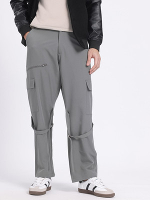 Glitchez Relaxed Men Grey Trousers