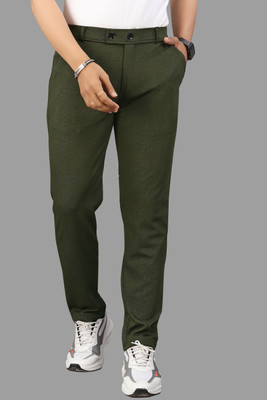COMBRAIDED Slim Fit Men Dark Green Trousers