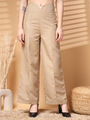 PLUSS Regular Fit Women Beige Trousers