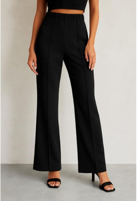 CAVIORA Straight Fit Women Black Trousers