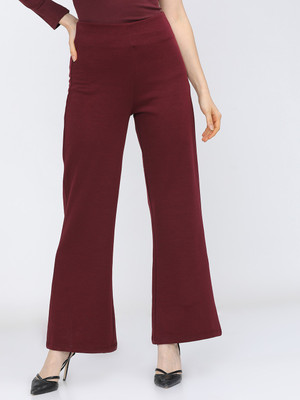 Tokyo Talkies Regular Fit Women Maroon Trousers