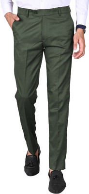 MarcNTailor Slim Fit Men Dark Green Trousers