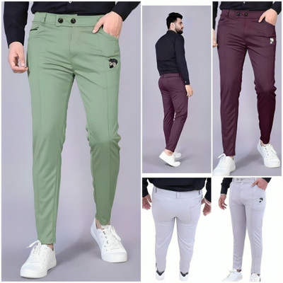 Achalnath Enterprises Regular Fit Men Green, Purple, Grey Trousers