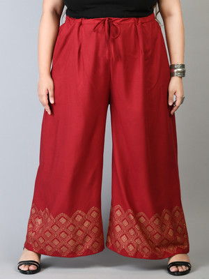 PrettyPlus by Desinoor.com Regular Fit Women Red Trousers