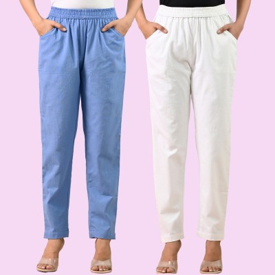 SAAV Regular Fit Women Blue, White Trousers