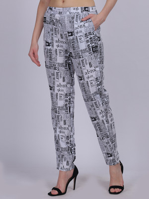 AUMBE Slim Fit Women Black, Grey Trousers
