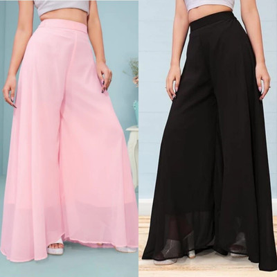 Uniqvibs Flared Women Pink, Black Trousers