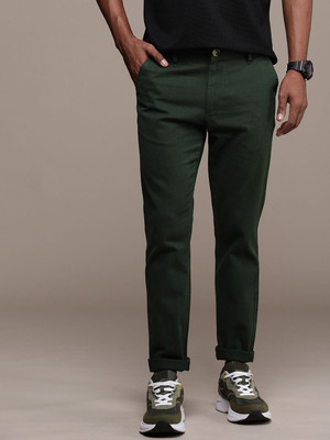 WROGN Slim Fit Men Dark Green Trousers