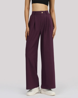 BlissClub AM:PM Korean Tailored Trousers - Regular Women Purple Trousers