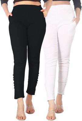 sujata fashion Slim Fit Women Black, White Trousers