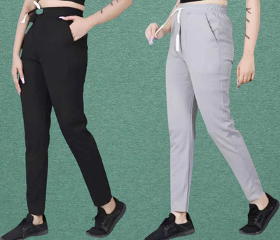 Royal-E-Kashmir Straight Fit Women Black, Grey Trousers