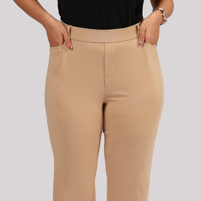 BlissClub AM:PM Air Straight Pants - Cotton - Tall Straight Fit Women Beige Trousers