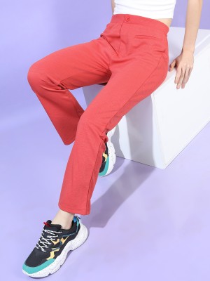 Tokyo Talkies Slim Fit Women Red Trousers