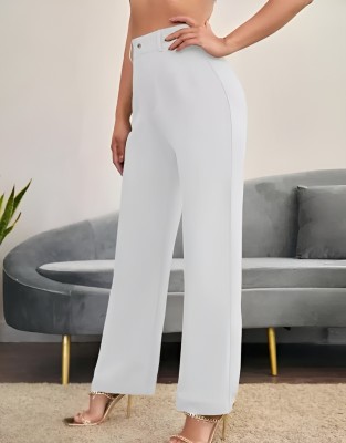 MISHREE Straight Fit Women White Trousers