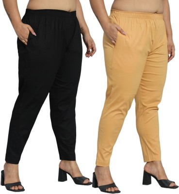 City Fashion Regular Fit Women Black, Beige Trousers