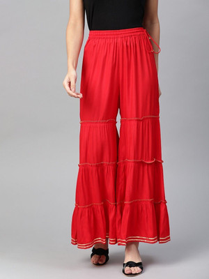 Yash Gallery Regular Fit Women Red Trousers