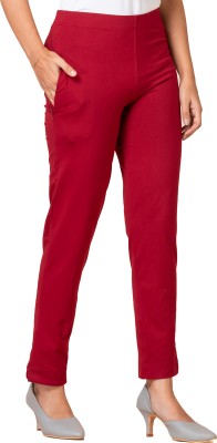 Ruby Straight Fit Women Maroon Trousers