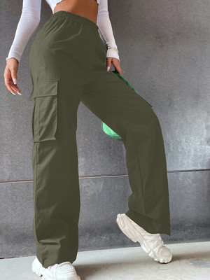A R J FASHION Relaxed Women Dark Green Trousers