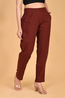 Fiona Straight Fit Women Maroon Trousers