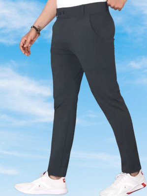 CIVIRASTTYLE Slim Fit Men Grey Trousers