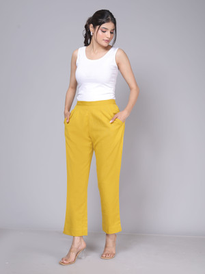 Saaviyo Relaxed Women Yellow Trousers