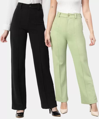 Brainbees Relaxed Women Black, Light Green Trousers