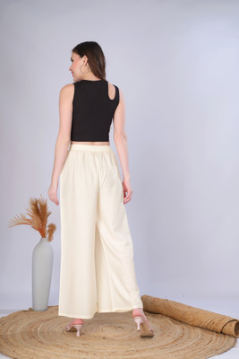 Vivika Flared Women Cream Trousers