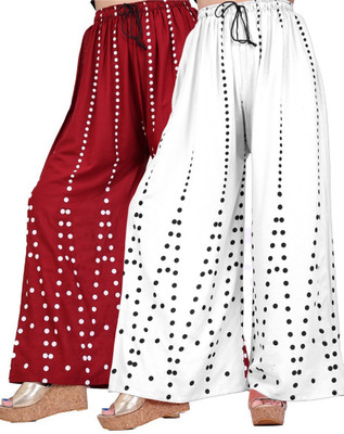 AREEBA COLLECTION Flared Women Black, Maroon Trousers