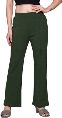 KNOVA Straight Fit Women Dark Green Trousers