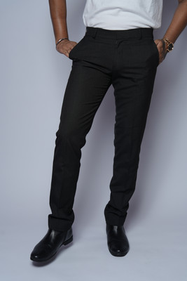 MoorXmoro Straight Fit Men Black Trousers