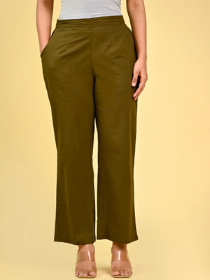 HOC Regular Fit Women Green Trousers