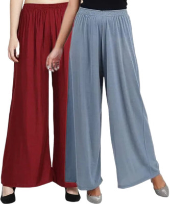 VESTMENT Regular Fit Women Maroon, Grey Trousers