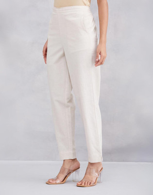 Fabindia Regular Fit Women White Trousers
