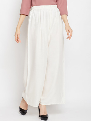 Go Gazab Regular Fit Women White Trousers