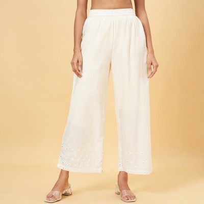 Rangmanch by Pantaloons Flared Women White Trousers