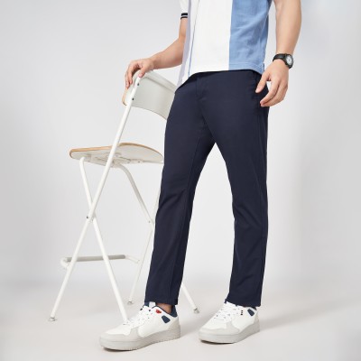 Byford by Pantaloons Slim Fit Men Dark Blue Trousers